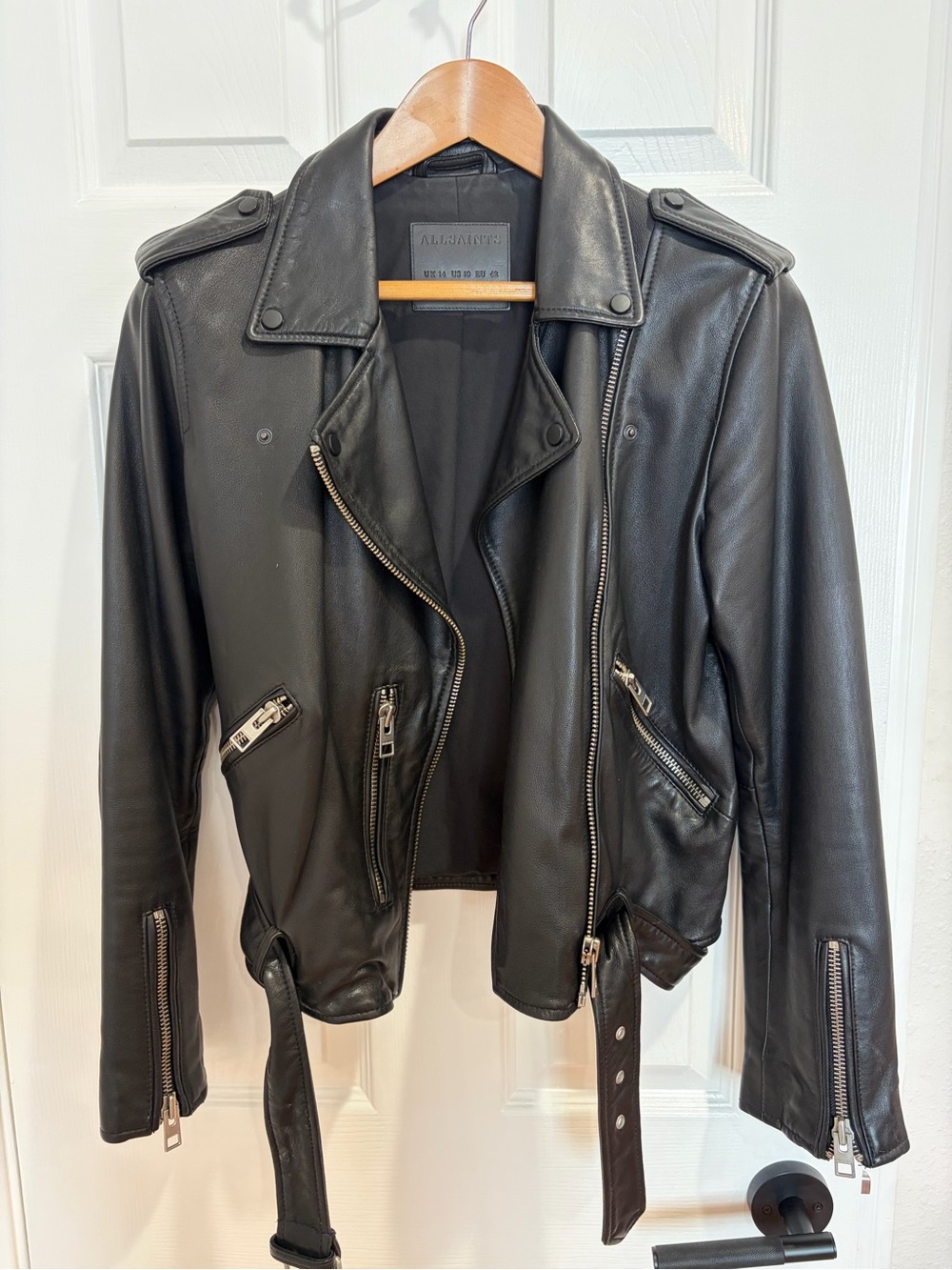 All Saints Balfern Black Leather Biker Jacket